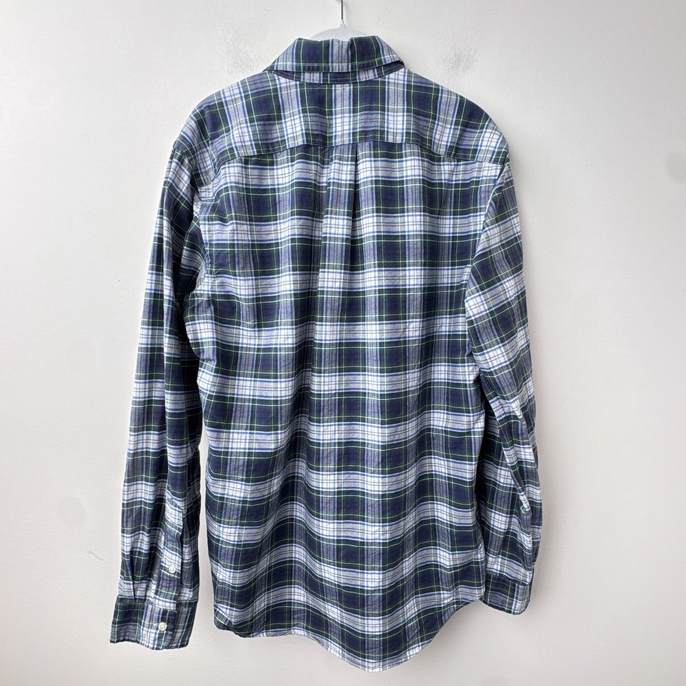 Ralph Lauren Button Down Shirt Mens Medium Navy Blue White Tartan Plaid Preppy - Picture 4 of 9